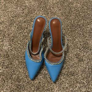Blue studded mule size 8